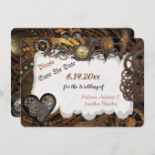Steampunk Wedding Sla de datum op Feestdagenkaart (Voorkant / Achterkant)