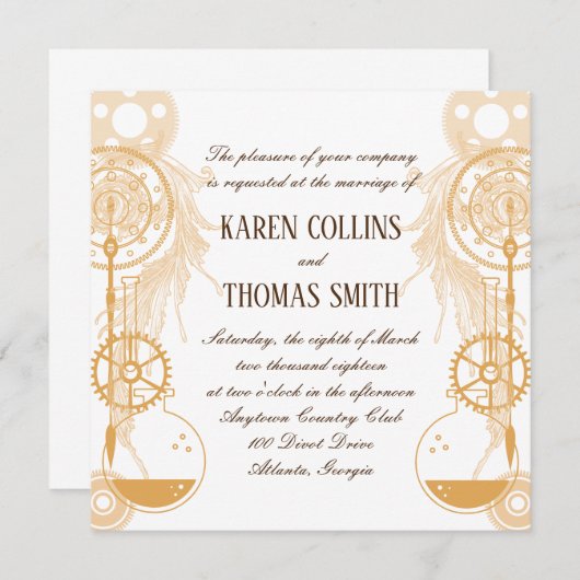 Steampunk Wedding Uitnodiging (Voorkant / Achterkant)