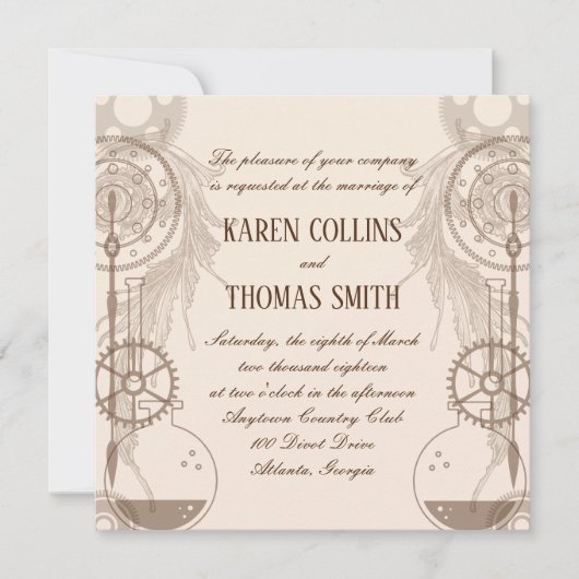 Steampunk Wedding Uitnodiging (Voorkant)