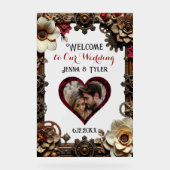 Steampunk Welkom op onze bruiloft gepersonaliseerd Acryl Bord (Voorkant)