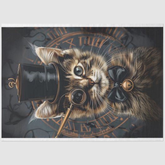 Steampunk Whiskers Kitten Decoupage Tissuepapier (Voorkant)