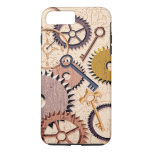 Steampunk Wielen, tandwielen, sleutels, oude steen iPhone 8 Plus / 7 Plus Hoesje