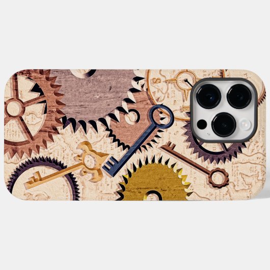 Steampunk Wielen, tandwielen, sleutels, oude steen Case-Mate iPhone Case (Achterkant (horizontaal))