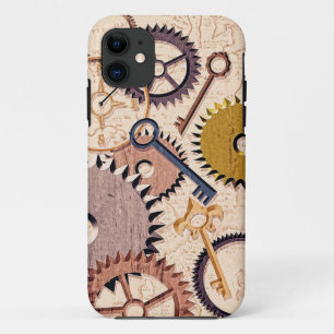 Steampunk Wielen, tandwielen, sleutels, oude steen iPhone 11 Hoesje
