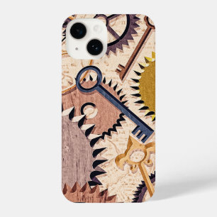Steampunk Wielen, tandwielen, sleutels, oude steen iPhone 14 Hoesje