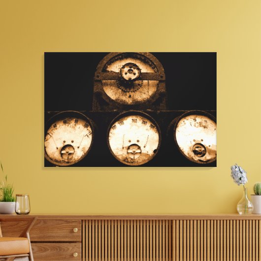 Steampunk wijzerplaten canvas afdruk (Insitu (Woonkamer))