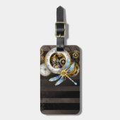 Steampunk-wijzerplaten met dragonfly bagagelabel (Voorkant verticaal)
