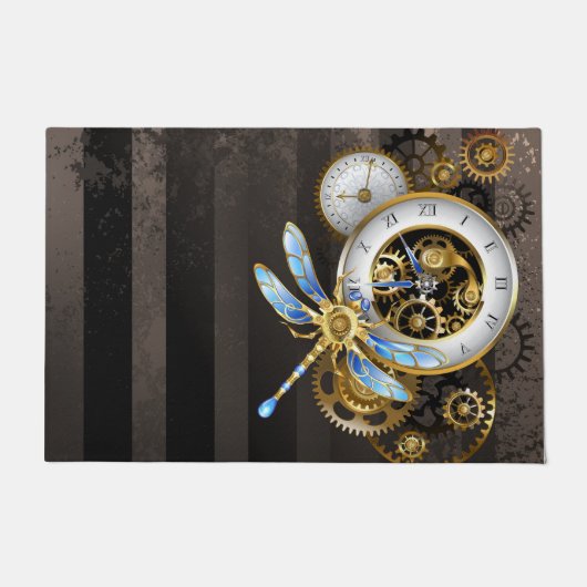 Steampunk-wijzerplaten met dragonfly deurmat (Voorkant)