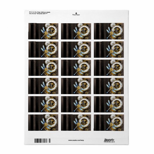 Steampunk-wijzerplaten met dragonfly etiket (Full Sheet)