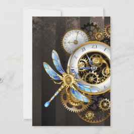 Steampunk-wijzerplaten met dragonfly feestdagenkaart