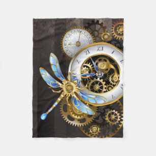 Steampunk-wijzerplaten met dragonfly fleece deken