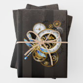 Steampunk-wijzerplaten met dragonfly inpakpapier vel (In situ)