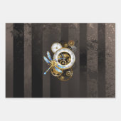 Steampunk-wijzerplaten met dragonfly inpakpapier vel (Voorkant)