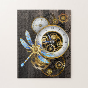 Steampunk-wijzerplaten met dragonfly legpuzzel