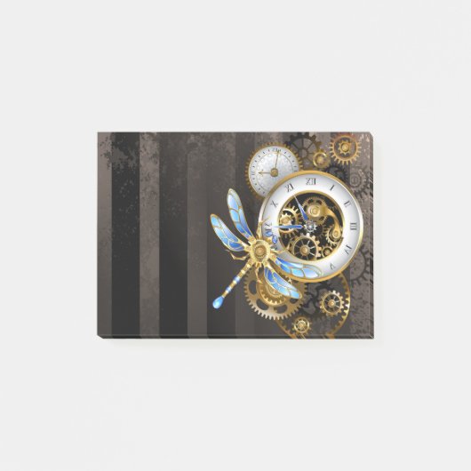 Steampunk-wijzerplaten met dragonfly post-it® notes (Voorkant)