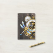 Steampunk-wijzerplaten met dragonfly post-it® notes (Op bureau)