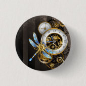 Steampunk-wijzerplaten met dragonfly ronde button 3,2 cm (Voorkant)