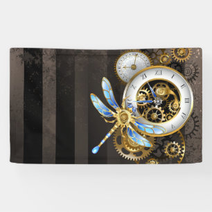 Steampunk-wijzerplaten met dragonfly spandoek