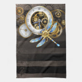 Steampunk-wijzerplaten met dragonfly theedoek (Verticaal)