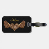 Steampunk Winged hart met tandwielen Thunder_Cove Bagagelabel (Achterkant horizontaal)