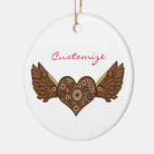 Steampunk Winged hart met tandwielen Thunder_Cove Keramisch Ornament (Links)