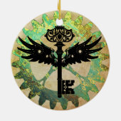 Steampunk Winged Key en Cog Wheel Keramisch Ornament (Achterkant)