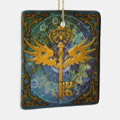 Steampunk Winged Key Keramisch Ornament (Rechts)