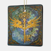 Steampunk Winged Key Keramisch Ornament (Links)