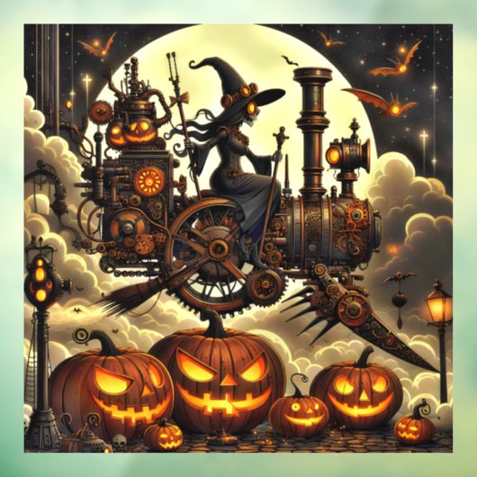 Steampunk Witch Art Window Cling Raamsticker (Vel 3)
