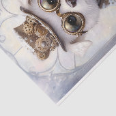 Steampunk Witte Puppy Hond In Sneeuw AJ2 Decoupage Tissuepapier (Detail)