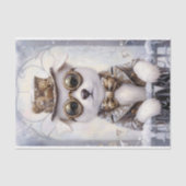 Steampunk Witte Puppy Hond In Sneeuw AJ2 Decoupage Tissuepapier (Voorkant)