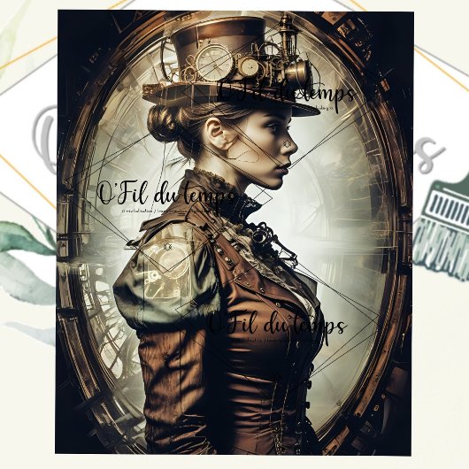 Steampunk Woman Decoupage v2 Tissuepapier