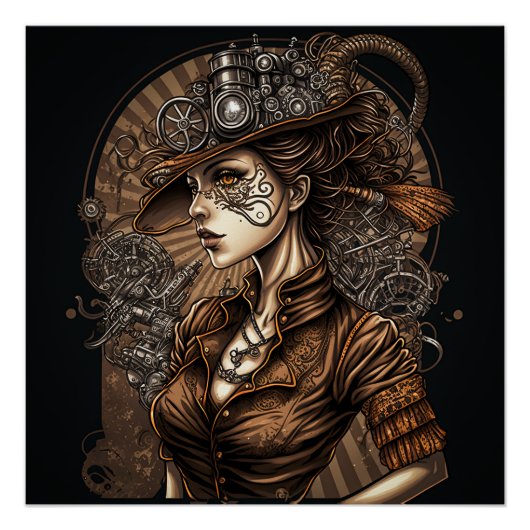 Steampunk Woman Perfect Poster (Voorkant)