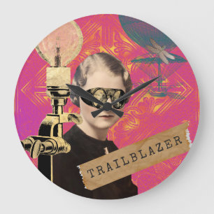 Steampunk Woman Trailblazer Pop Art Grote Klok