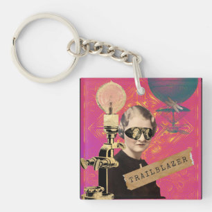Steampunk Woman Trailblazer Pop Art Sleutelhanger