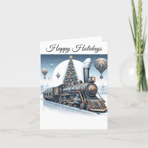 Steampunk Wonderland Christmas Express Feestdagen Kaart