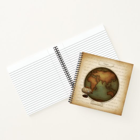 Steampunk World Hemispheres Map Aeronautical Atlas Notitieboek (Binnen)