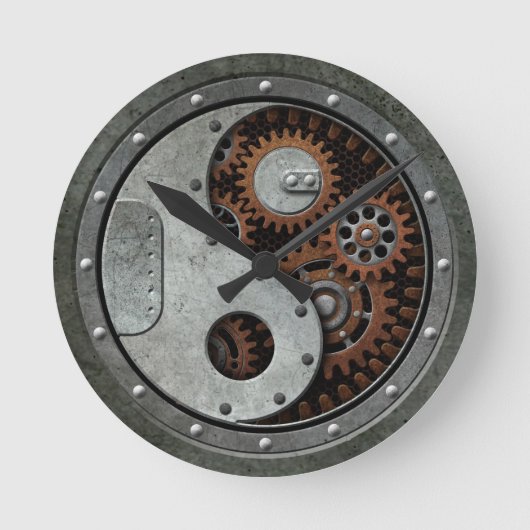 Steampunk Yin Yang Ronde Klok (Voorkant)