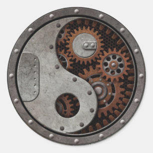 Steampunk Yin Yang Ronde Sticker