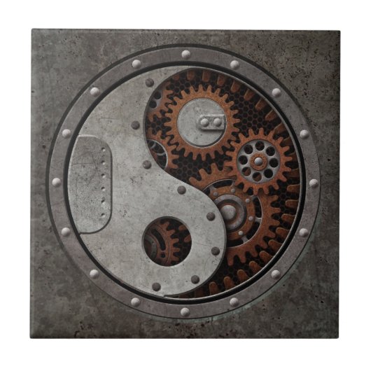 Steampunk Yin Yang Tegeltje (Voorkant)