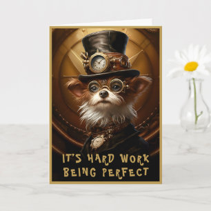 Steampunk Yorkie Dog Aangepaste Naam Groet 110 Opm Kaart