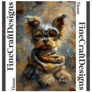 Steampunk Yorkie Olie Schilderij Decoupage Links 1 Tissuepapier