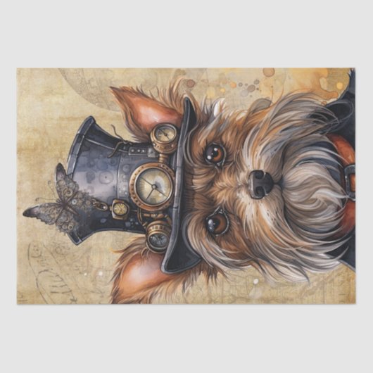 Steampunk Yorkshire Terrier Dog Tissuepapier (Voorkant)