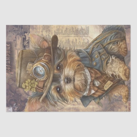 Steampunk Yorkshire Terrier Dog Tissuepapier (Voorkant)
