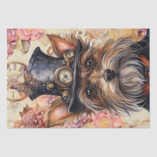 Steampunk Yorkshire Terrier Dog Tissuepapier (Voorkant)