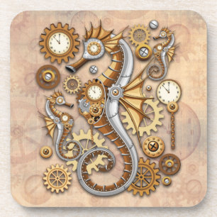 Steampunk Zeepaardje Vintage Surrealistische Kunst Bier Onderzetter
