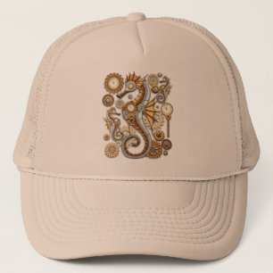 Steampunk Zeepaardje Vintage Surrealistische Kunst Trucker Pet