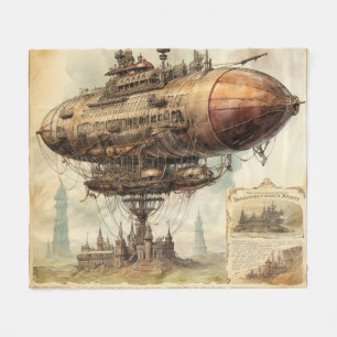 Steampunk Zeppelin (10) Fleece Deken