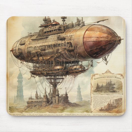  Steampunk Zeppelin (10) Muismat (Voorkant)