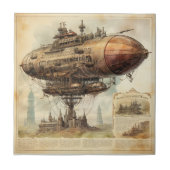 Steampunk Zeppelin (10) Tegeltje (Voorkant)